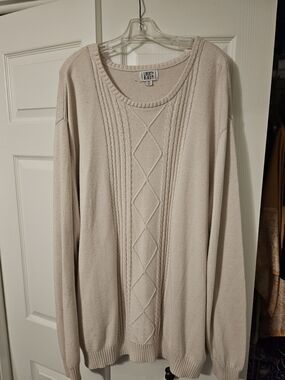 Liberty Blues Cream Cable Front Scoop Neck Sweater